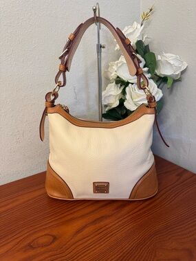 Dooney & Bourke Cream and Tan Leather Hobo Shoulder Bag
